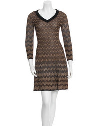 Brown Chevron Sweater Dress