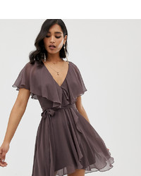 Brown Chiffon Fit and Flare Dress