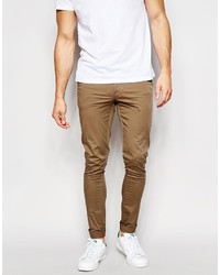 Asos Brand Extreme Super Skinny Chinos In Light Brown