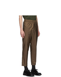 Prada Brown Elasticized Waist Nylon Trousers
