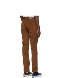 Naked and Famous Denim Brown Heavy Velvet Twill Tapered Chino Trousers