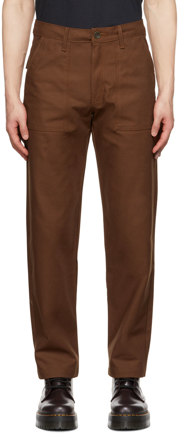 Naked Famous Denim Brown Work Trousers Ssense Lookastic