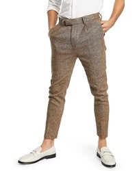 ASOS DESIGN Crop Tapered Tweed Pants In Brown At Nordstrom