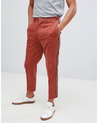 ASOS DESIGN Tapered Trouser In Rust Cord With