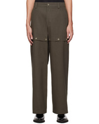 System Taupe Button Panel Trousers
