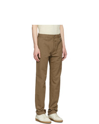 AMI Alexandre Mattiussi Taupe Patch Pockets Straight Fit Trousers