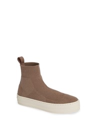 Brown Chunky Canvas High Top Sneakers
