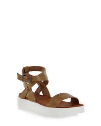 Brown Chunky Leather Flat Sandals