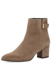 Brown Chunky Suede Ankle Boots
