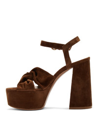 Gianvito Rossi Brown Suede Twisted 70 Heeled Sandals