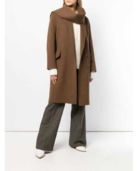 JW Anderson Brown Double Face Wool Scarf Coat