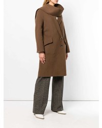 JW Anderson Brown Double Face Wool Scarf Coat