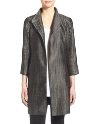 Eileen Fisher Groove Texture Silk Blend High Collar Coat