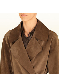 Gucci Ash Brown Suede Belted Trench Coat