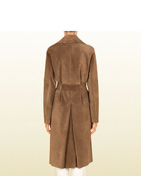 Gucci Ash Brown Suede Belted Trench Coat