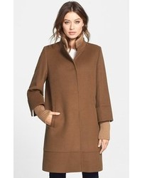 Cinzia Rocca Knit Trim Stand Collar Wool Coat