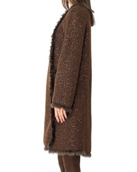 Max Studio Tweed Coat With Faux Fur Trim