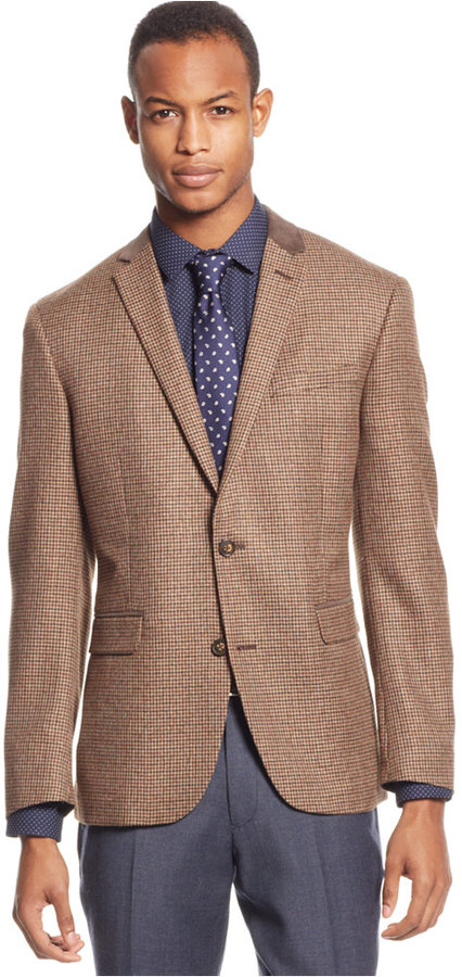Bar Iii Carnaby Collection Houndstooth Corduroy Chesterfield Slim