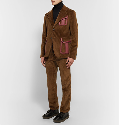 Prada Slim Fit Leather Trimmed Cotton Corduroy Suit Jacket, $2,980 | MR  PORTER | Lookastic