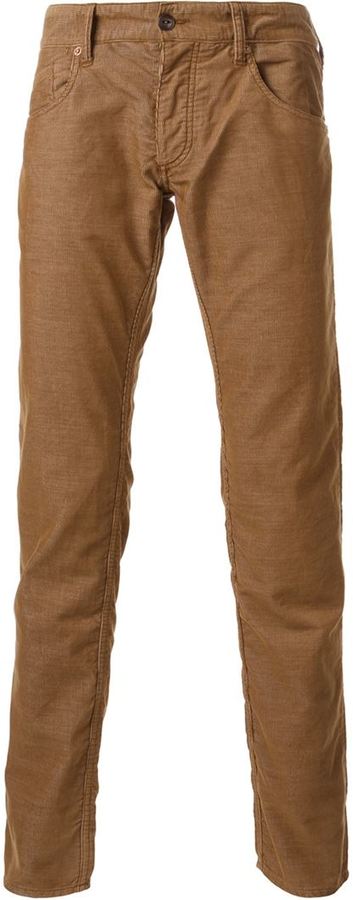 spiselige gennemskueligt undskylde Armani Jeans Corduroy Slim Fit Trousers, $196 | farfetch.com | Lookastic