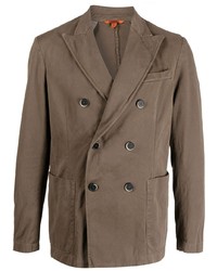 Brown Cotton Double Breasted Blazer