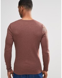 Asos Brand Rib Extreme Muscle Long Sleeve T Shirt In Rust