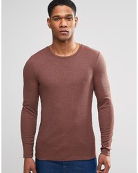 Asos Brand Rib Extreme Muscle Long Sleeve T Shirt In Rust