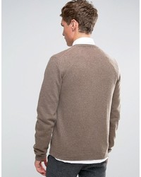 Asos Cashmere Crew Neck Sweater In Light Brown