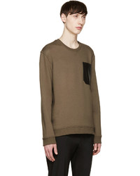 Valentino Green Leather Pocket Pullover
