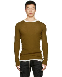 Rick Owens Green Ribbed Round Neck Sweater