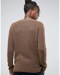 Selected Homme Crew Neck Waffle Knit With Raglan Sleeve