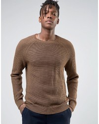 Selected Homme Crew Neck Waffle Knit With Raglan Sleeve