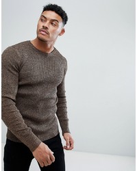 ASOS DESIGN Muscle Fit Ribbed Jumper In Tan Twist