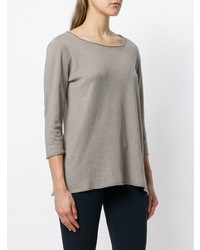 Le Tricot Perugia Scoop Neck Cropped Sleeve Sweater