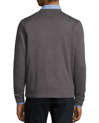 Neiman Marcus Superfine Cashmere Crewneck Sweater Tan
