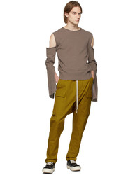 Rick Owens Taupe Cape Sleeve Sweater