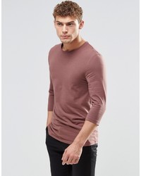 Asos Brand Muscle 34 Sleeve T Shirt With Crew Neck In Rust