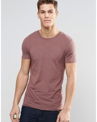 Asos Brand Muscle T Shirt With Crew Neck In Dark Brown Marl