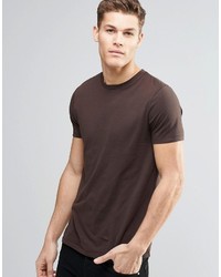 Asos Brand T Shirt With Crew Neck In Dark Brown
