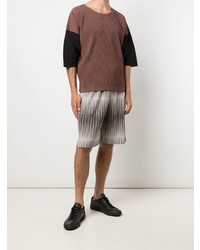 Homme Plissé Issey Miyake Colour Block Pleated T Shirt