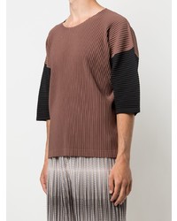 Homme Plissé Issey Miyake Colour Block Pleated T Shirt