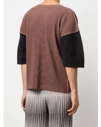 Homme Plissé Issey Miyake Colour Block Pleated T Shirt