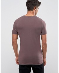 Asos Extreme Muscle Fit T Shirt With Crew Neck And Stretch In Brown
