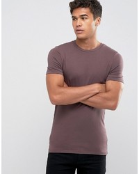 Asos Extreme Muscle Fit T Shirt With Crew Neck And Stretch In Brown
