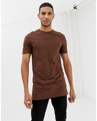New Look Longline T Shirt In Brown