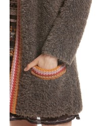 M Missoni Crochet Trim Fuzzy Knit Jacket