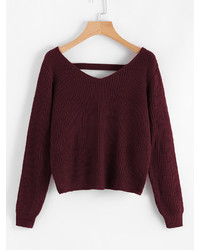 Shein Twist Back Crop Sweater