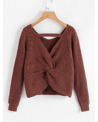 Shein Twist Back Crop Sweater