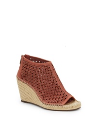 Brown Cutout Leather Wedge Ankle Boots