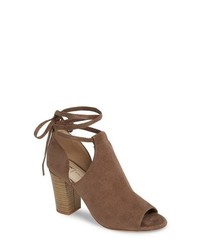 Brown Cutout Suede Ankle Boots